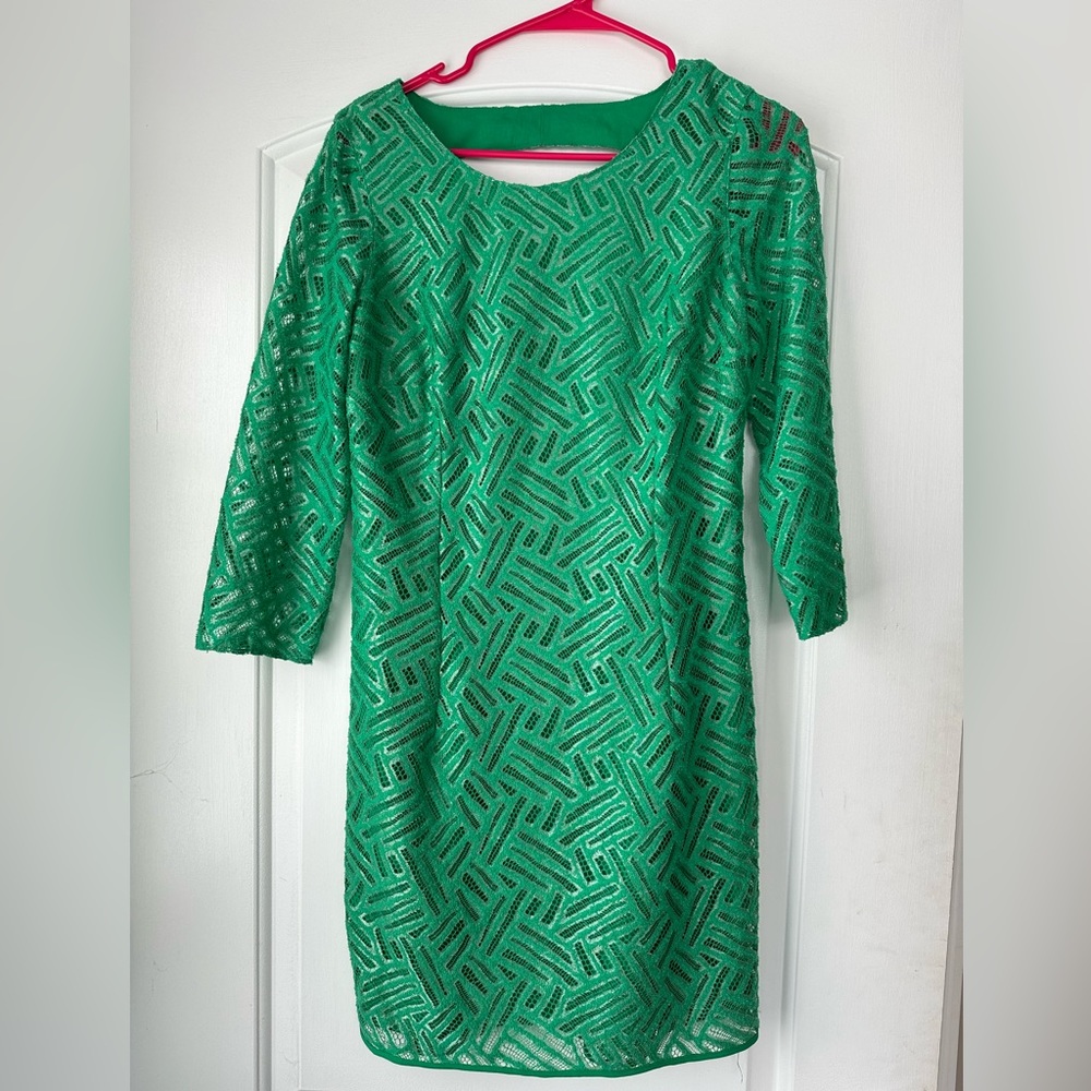Lilly Pulitzer Camellia Fern Green Bamboo Lace Dress, EUC, Size 6